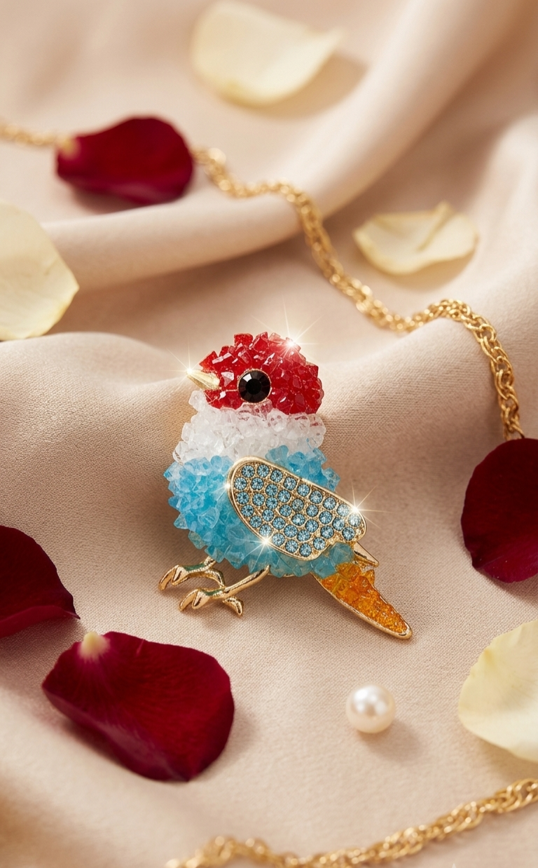 Garnets Bird Brooch Pin Party Wear - Image 3