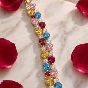 Capri Multi-Gemstone Mosaic Spectrum Tennis Bracelet-Gold Finish
