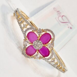 Graceful Ruby Charm Golden Finish Bracelet