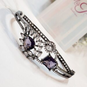 Sharp Elegance Amethyst Bracelet- Black Rhodium Finish