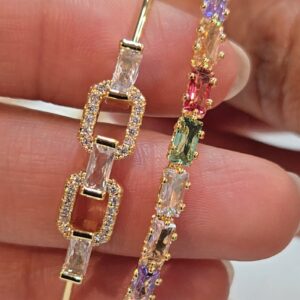 Elegant Multicolor Stone Bracelet Gold Finish