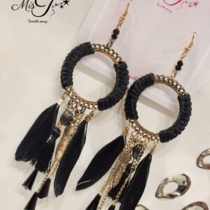 Boho black tassel earrings