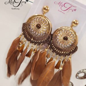 Brown feather tassel earrings