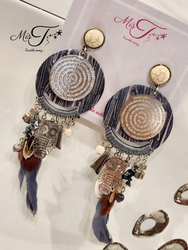 Owlet grey tassel earrings