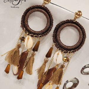 Brown threads and tassel earrings