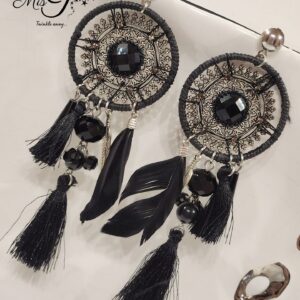 Black fusion tassel earrings