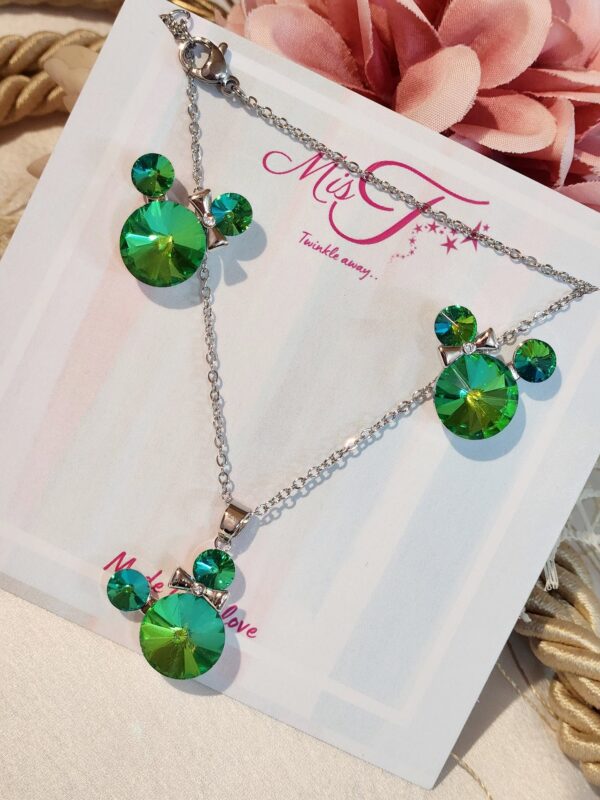 Swarovski multi tone green pendant set