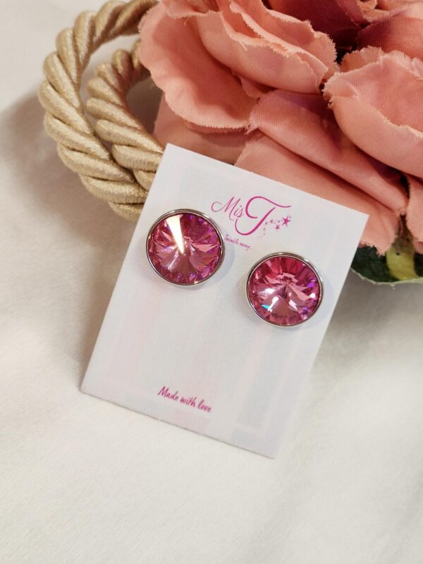Pretty Pink Silver Finish Studs