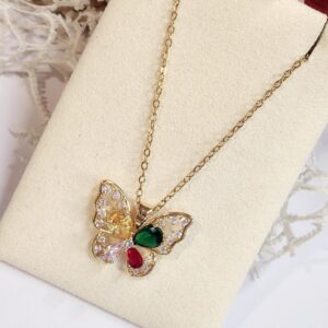 Multi Butterfly Anti Tarnish Pendant set