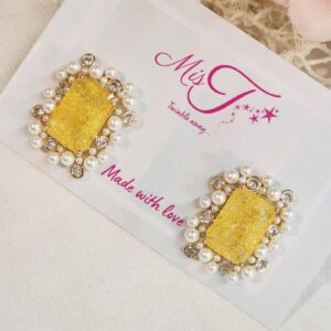 Doublet Yellow Pearl Frame Studs