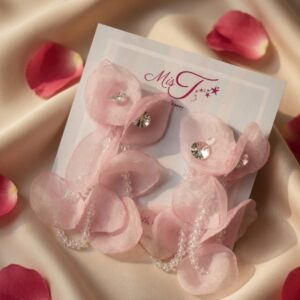 Crystal Fabric Pink Earrings