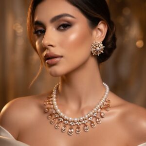 Pearls Power Champagne Golden Choker Set