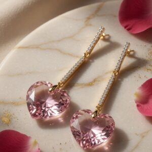 The Rosè Seraphina Heart Linear Drop-Gold Finish