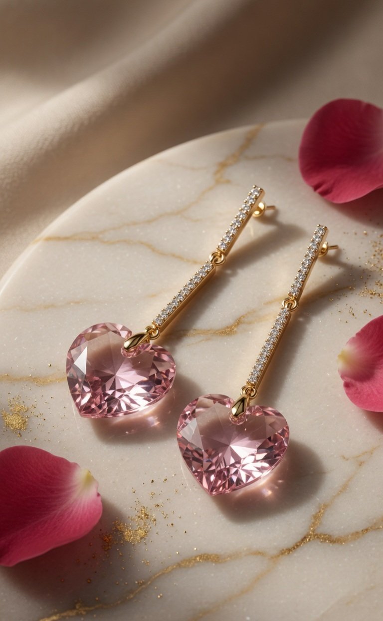 The Rosè Seraphina Heart Linear Drop-Gold Finish