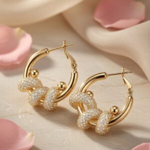 Crystal Spiral Bag Hoops