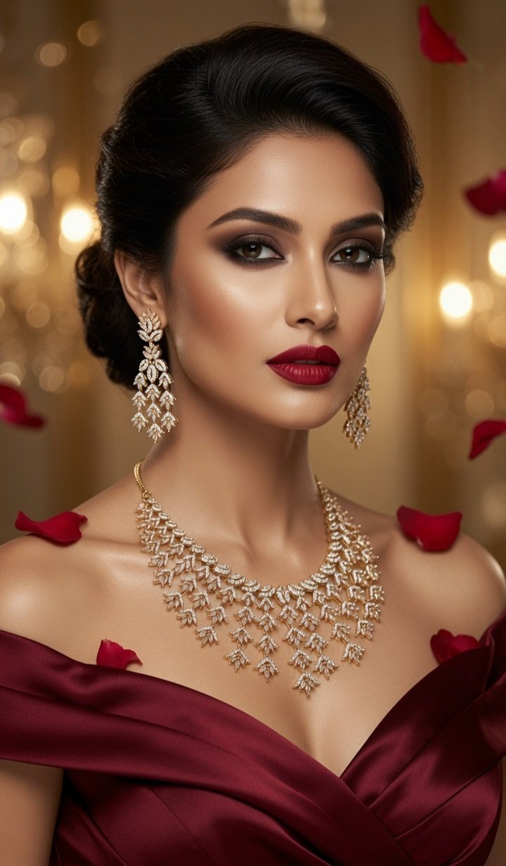 The Sovereign Frost Cascading Marquise Cz Choker Set-Gold Finish - Image 2