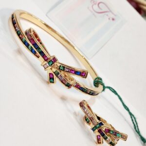 Love knot Multi Bracelet Golden Finish combo with Ring (size Adjustable)