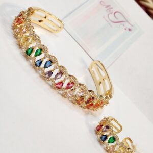 Soft Glow Multi Bracelet Golden Finish combo with Ring (size Adjustable)