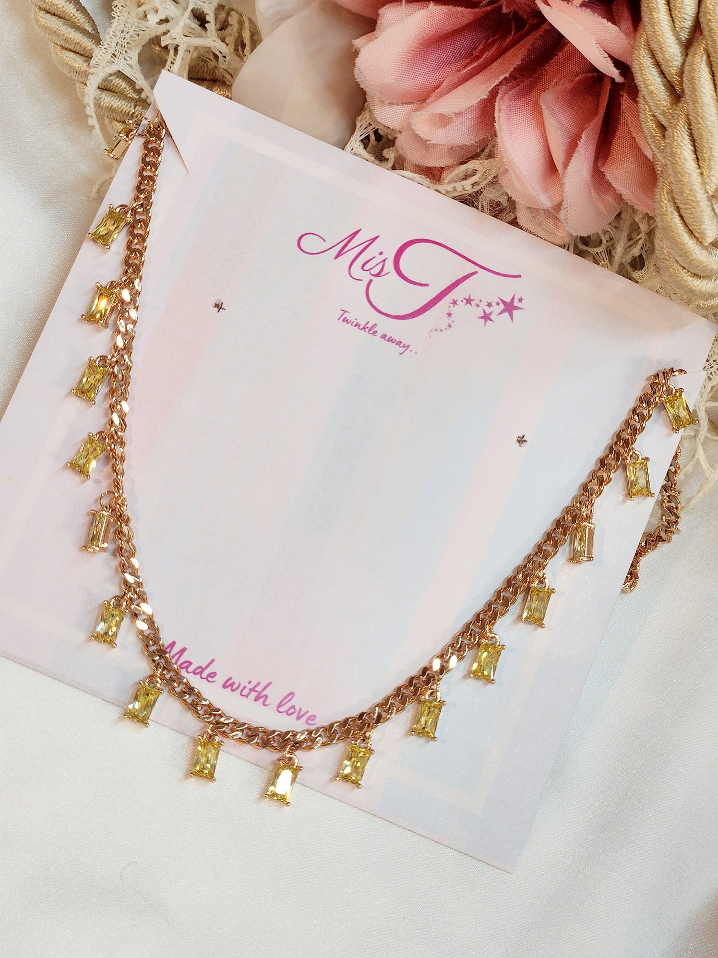 Grace Note Topaz Gold Plated Charm Chain - Image 2