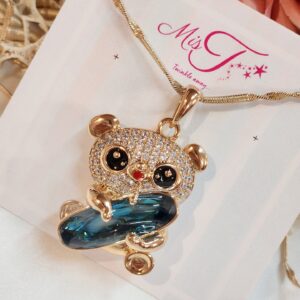 Teddy Holding a Gem Bliss Gold Plated Pendant Chain