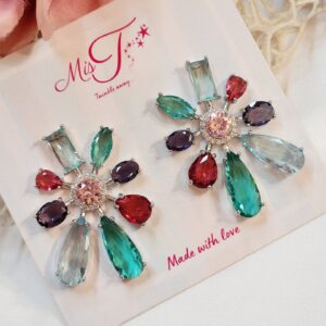 Sunshine Flora Petals Stud Earrings- Platinum Finish