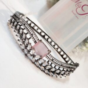 Wave Love Pastel Pink Bracelet- Black Rhodium Finish
