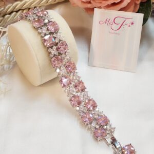 Luxury Pink Crystal Tennis Bracelet for Women – Elegant Designer Jewelry