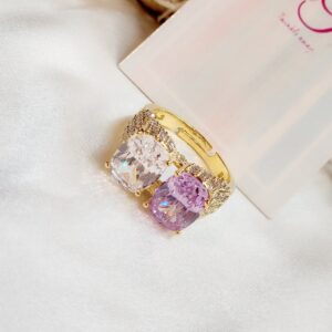 Double Dazzle Lilac White Ring