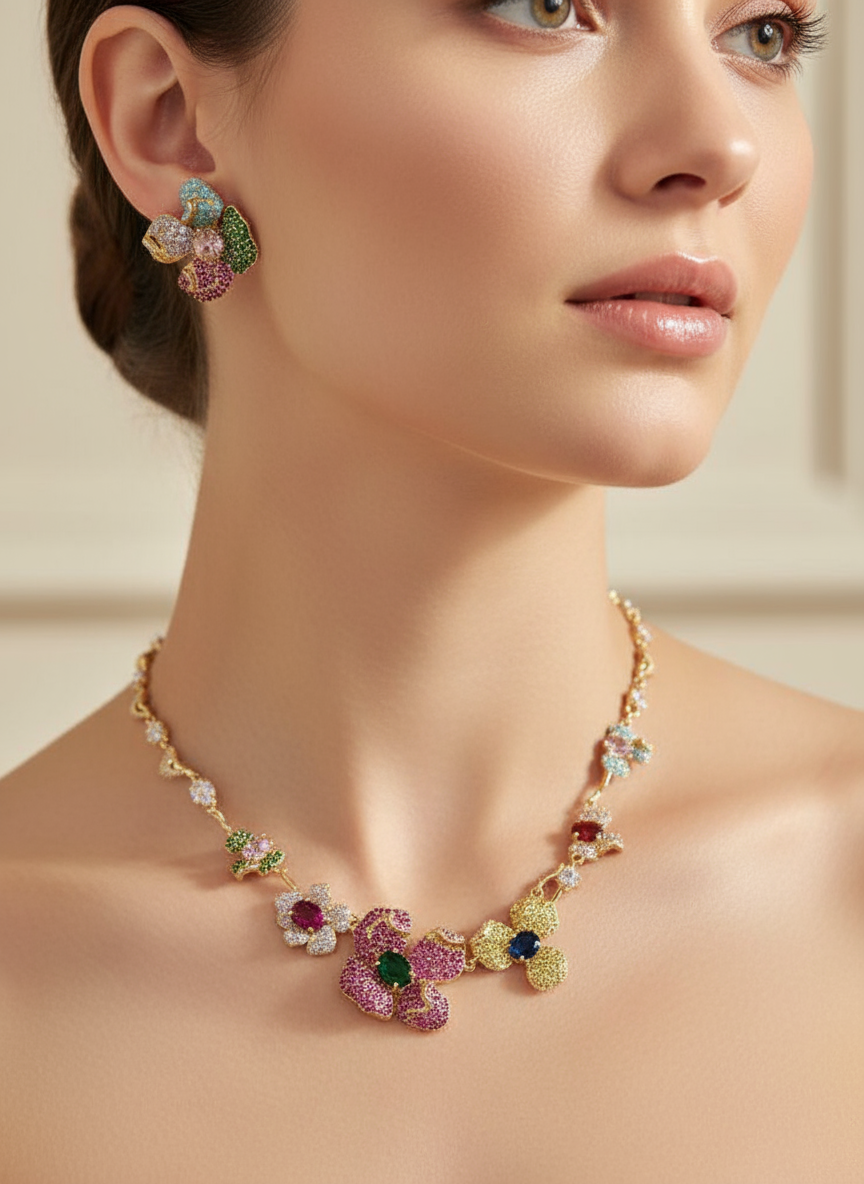 Lustre Floral Nano Setting Choker Set