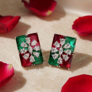 Enticing Red & Green Chic Studs