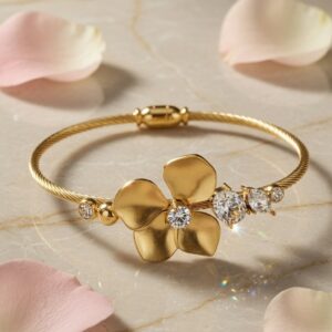 Golden Blossom Anti-Tarnish Bracelet-Gold Finish