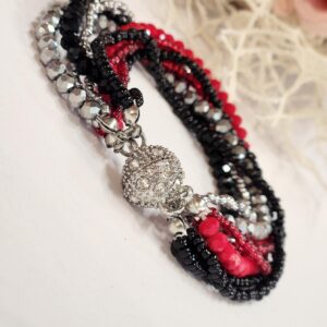 Black-Red-Silver Magnet Bracelet