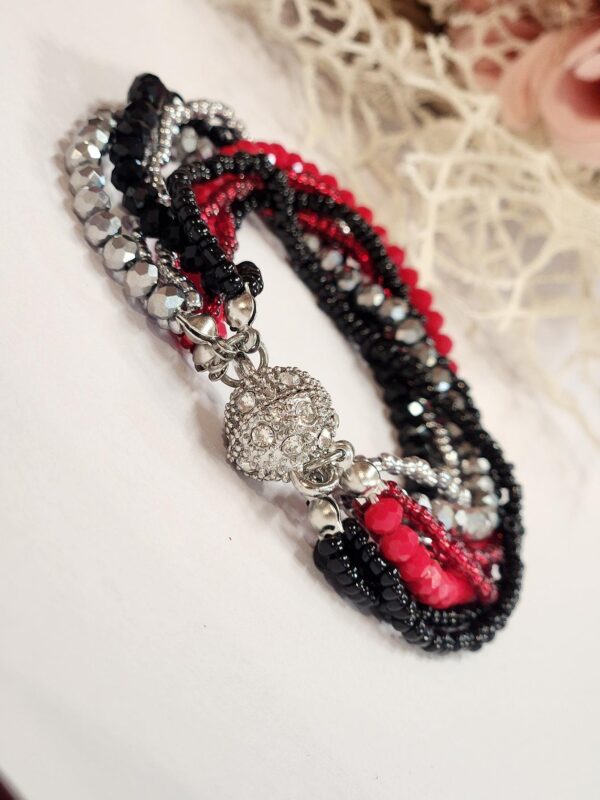 Black-Red-Silver Magnet Bracelet