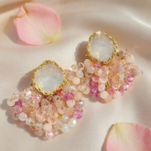 Pink handwired earrings