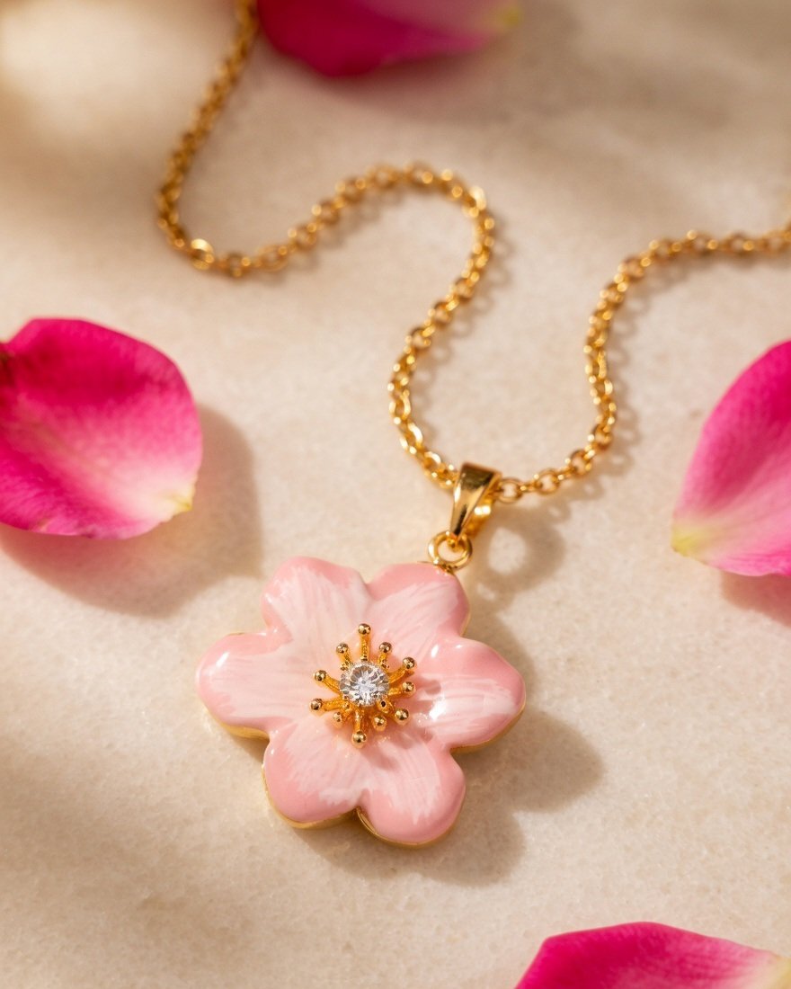 Floral Whisper Gold Plated Pendant Chain