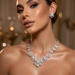 Pearl Passion Choker Set in Platinum Finish