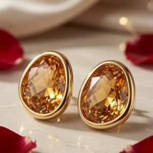 The Tuscany Bezel-Set Critine Studs-Gold Finish