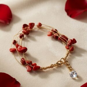 The Sedona Red Jasper Multi-Strand Wire Bracelet-Gold Finish