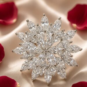 The Celestia Marquise Diamond-Style Starburst Brooch-Platinum Finish