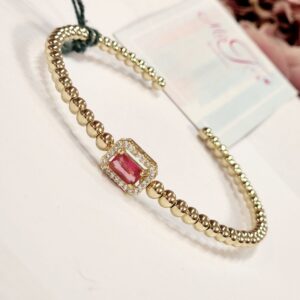Emerald Cut Red Stone Bracelet for Women