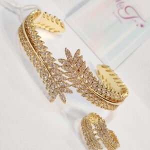 Trending Leafy Gold Finish Bracelet combo with Ring