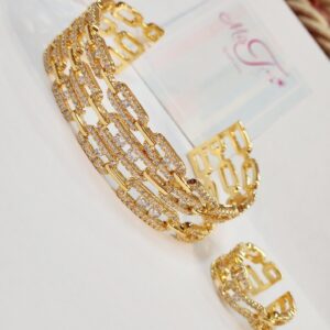 Cocktail Pink Heart Solitaires Bracelet