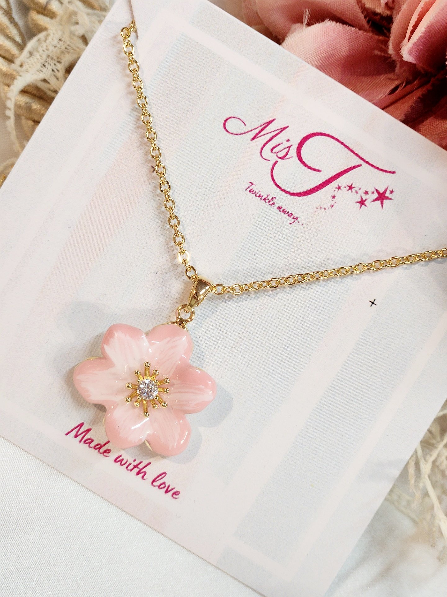 Floral Whisper Gold Plated Pendant Chain - Image 2