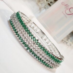 Empress Glow Emerald Green Bracelet - Platinum Finish