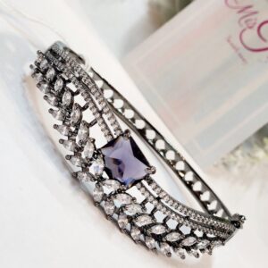 Wave Love Amethyst Bracelet- Black Rhodium Finish