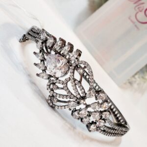 Moonlit Diamond Look Bracelet- Black Rhodium Finish