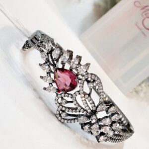 Moonlit Wine Red Bracelet- Black Rhodium Finish