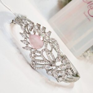 Moonlit Pastel Pink Bracelet- Platinum Finish