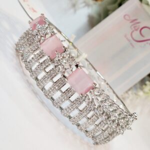 Zarika Blush Pink Royal Bracelet - Platinum Finish