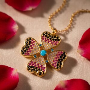 Multi Colour Lucky Clover Pendant Chain